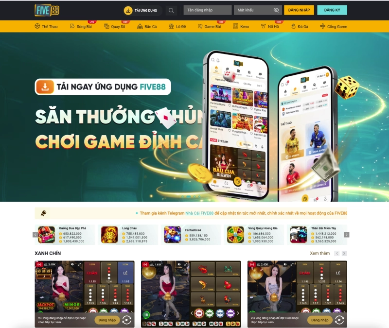 Five88 1 Giao diện trang chủ Five88