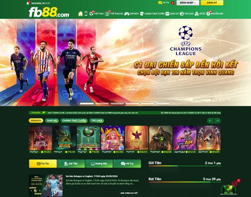FB88 1 Trang chủ FB88 với giao diện chính