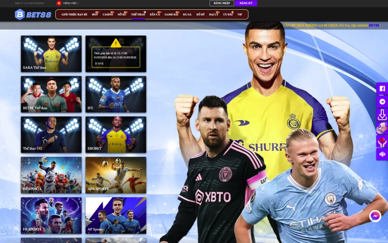 Giao diện cá cược thể thao và Esports tại BET88