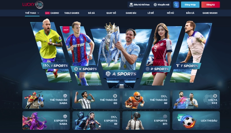 Giao diện cá cược thể thao tại Lucky88
