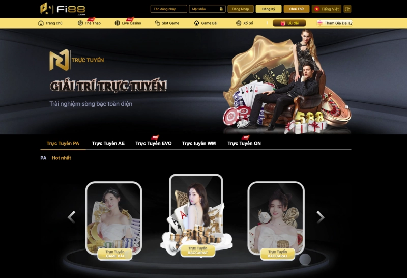 Sảnh casino live Fi88 với dealer thật