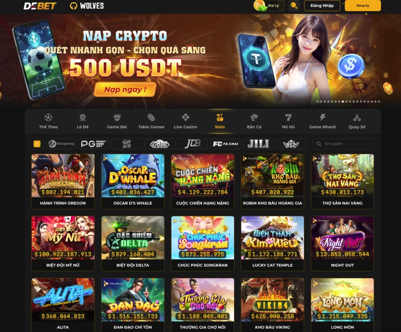 Kho game slots đa dạng tại DEBET