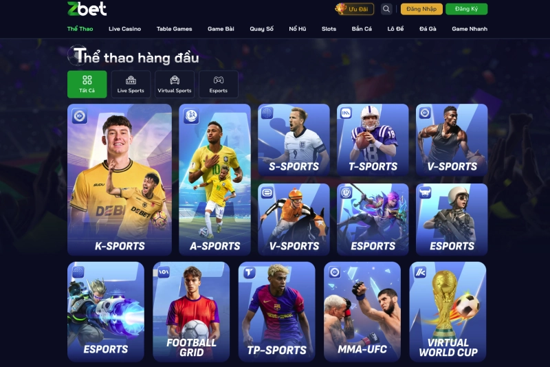 Zbet 3 giao diện cá cược thể thao Zbet với các trận bóng đá