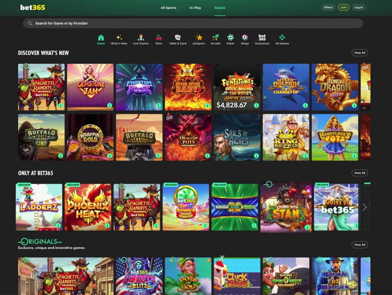 Bet365 3 giao diện kho game Bet365