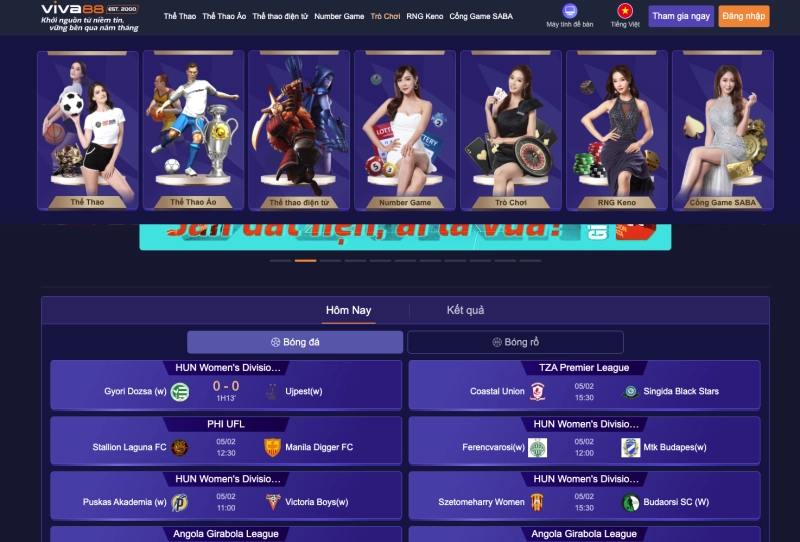 Giao diện kho game đa dạng của viva88