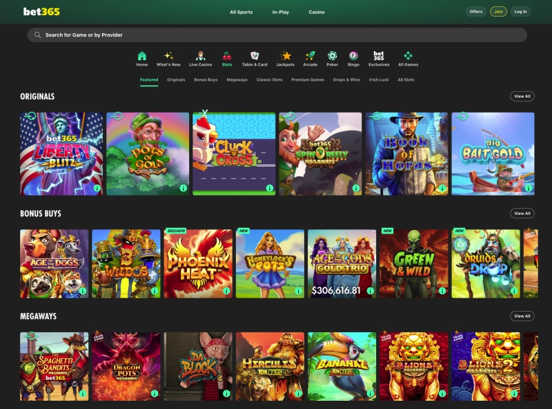 Bet365 4 giao diện slots Bet365