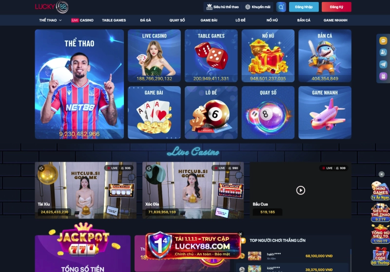 Tổng hợp các loại game có tại Lucky88