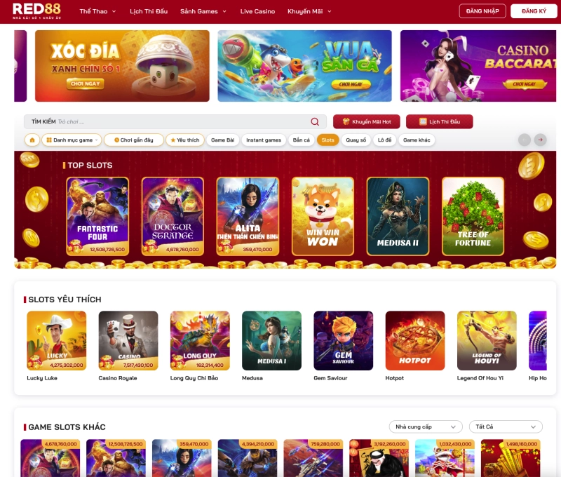 Kho game slots và quay hũ tại Red88