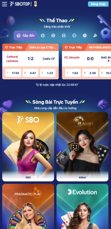 SBOTOP 5 Giao diện ứng dụng mobile SBOTOP trên điện thoại