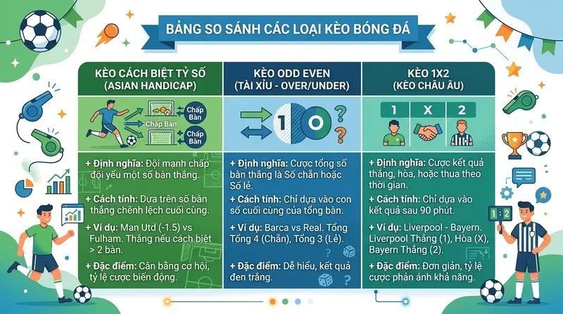 Kèo Cách Biệt Tỷ Số: Hướng Dẫn Toàn Tập Cho Người Mới 1 Kèo Cách Biệt Tỷ Số Là Gì? Phân Biệt Với Các Loại Kèo Khác