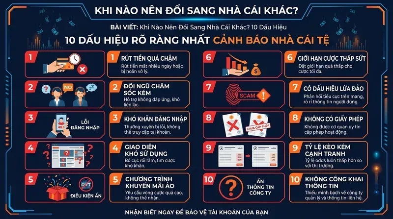 Khi Nào Nên Đổi Sang Nhà Cái Khác? 10 Dấu Hiệu Rõ Ràng Nhất
