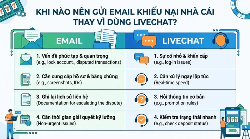 Mẫu Email Khiếu Nại Nhà Cái Chuẩn & Hiệu Quả Nhất 1 Khi Nào Nên Gửi Email Khiếu Nại Nhà Cái Thay Vì Dùng Livechat?
