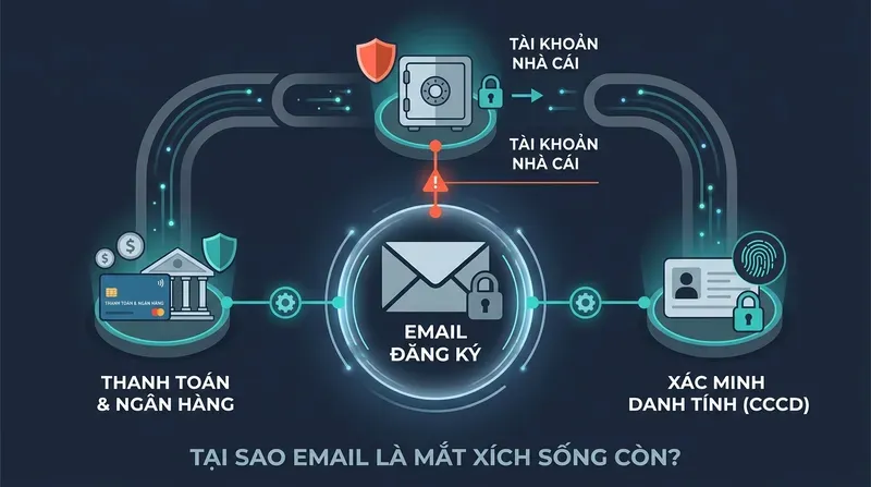 Cách Bảo Vệ Email Liên Kết Với Nhà Cái An Toàn 1 Tại Sao Email Là Mắt Xích Sống Còn Của Tài Khoản Nhà Cái?