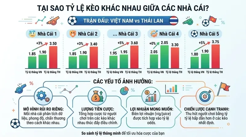 Tại Sao Tỷ Lệ Kèo Khác Nhau Giữa Các Nhà Cái?