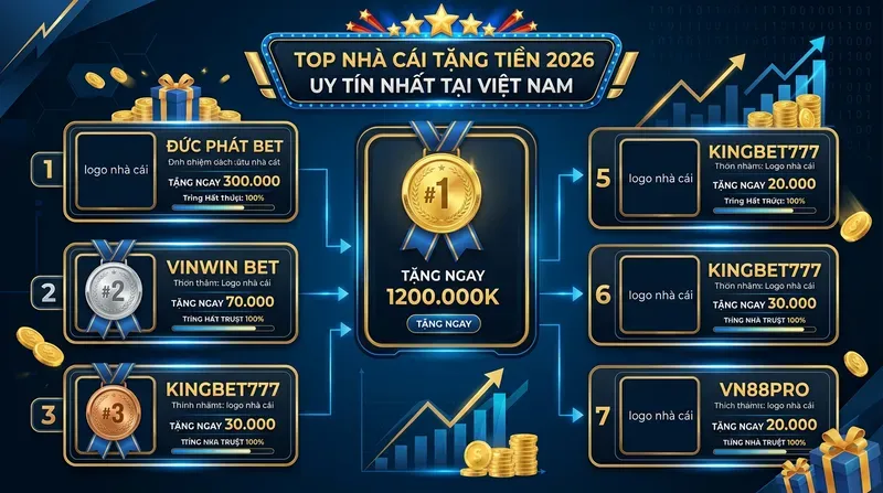 Top Nhà Cái Tặng Tiền 2026 Uy Tín Nhất Tại Việt Nam