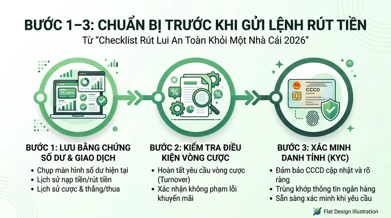 Bước 1–3: Chuẩn Bị Trước Khi Gửi Lệnh Rút Tiền