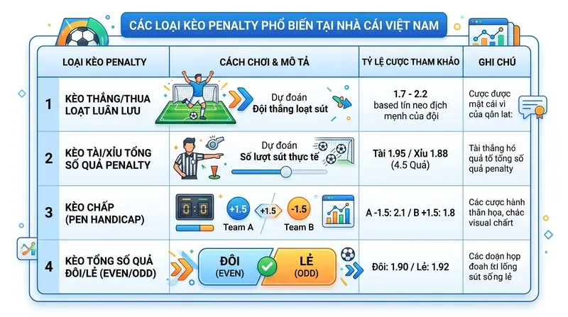 Các Loại Kèo Penalty Phổ Biến Tại Nhà Cái Việt Nam