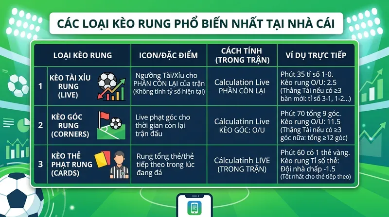 Các Loại Kèo Rung Phổ Biến Nhất Tại Nhà Cái