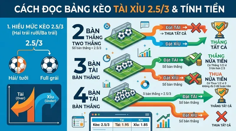 Cách Đọc Bảng Kèo Tài Xỉu Và Tính Tiền Thắng Thua
