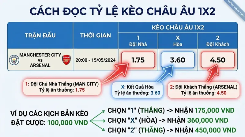 Cách Đọc Tỷ Lệ Kèo Châu Âu 1X2 Chi Tiết Nhất