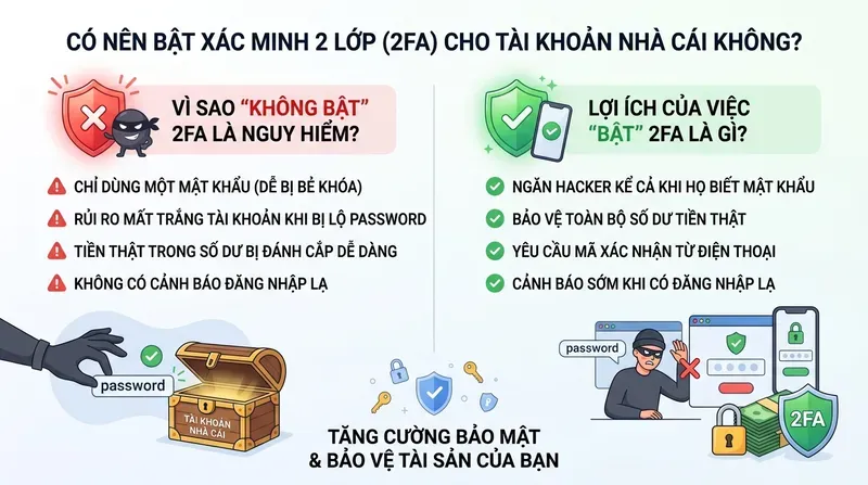 Có Nên Bật Xác Minh 2 Lớp (2FA) Tài Khoản Nhà Cái? 2 Có Nên Bật Xác Minh 2 Lớp (2FA) Cho Tài Khoản Nhà Cái Không?