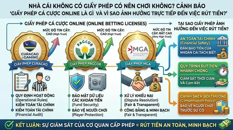 Giấy phép cá cược online là gì và vì sao ảnh hưởng trực tiếp đến việc rút tiền?