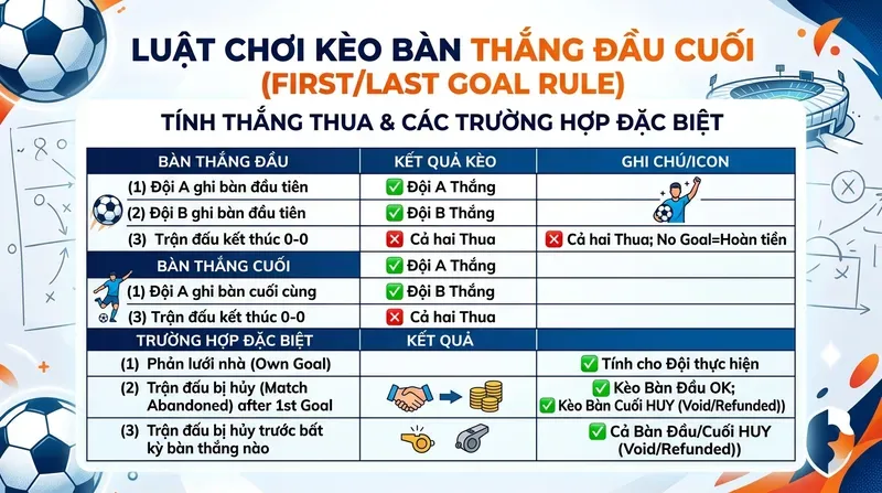 Kèo Bàn Thắng Đầu Cuối: Luật Chơi & Chiến Thuật Thắng 2 Luật Chơi Kèo Bàn Thắng Đầu Cuối: Tính Thắng Thua & Các Trường Hợp Đặc Biệt