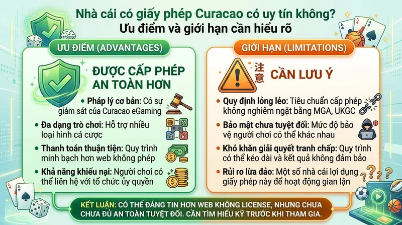 Nhà cái có giấy phép Curacao có uy tín không? Ưu điểm và giới hạn cần hiểu rõ