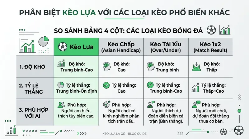Phân Biệt Kèo Lựa Với Các Loại Kèo Phổ Biến Khác