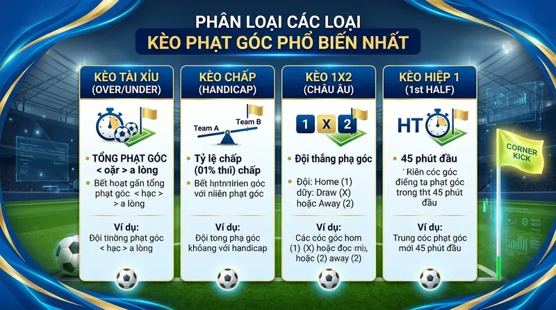 Phân Loại Các Loại Kèo Phạt Góc Phổ Biến Nhất