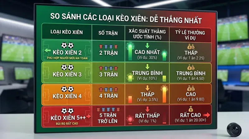 Phân Loại Kèo Xiên: Xiên 2, Xiên 3, Xiên 4, Xiên 5 Cái Nào Dễ Thắng Nhất?