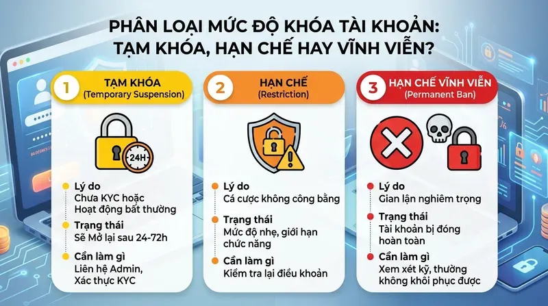 Phân Loại Mức Độ Khóa Tài Khoản: Tạm Khóa, Hạn Chế Hay Vĩnh Viễn?