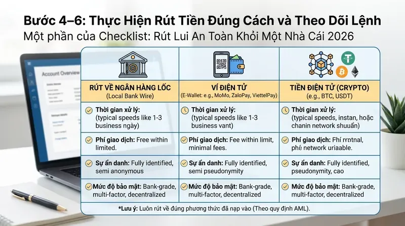 Bước 4–6: Thực Hiện Rút Tiền Đúng Cách và Theo Dõi Lệnh