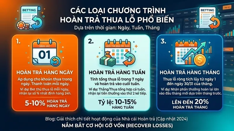 Các Loại Chương Trình Hoàn Trả Thua Lỗ Phổ Biến Tại Nhà Cái