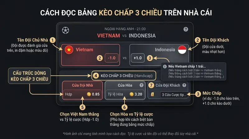 Cách Đọc Bảng Kèo Chấp 3 Chiều Trên Nhà Cái