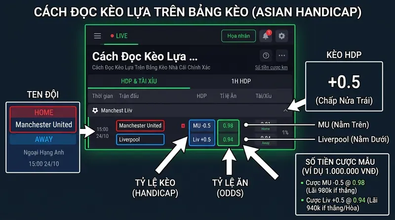 Cách Đọc Kèo Lựa Trên Bảng Kèo Nhà Cái Chính Xác
