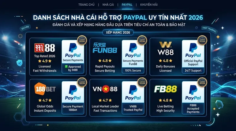 Betway 3 Danh Sách Nhà Cái Hỗ Trợ PayPal Uy Tín Nhất 2026