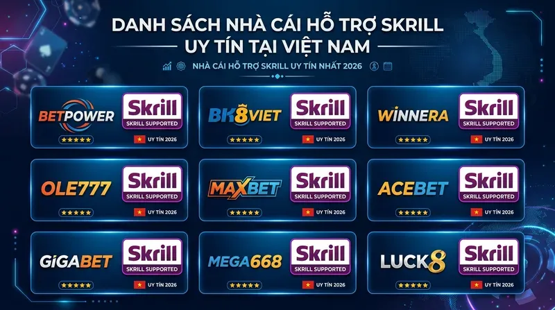 Danh Sách Nhà Cái Hỗ Trợ Skrill Uy Tín Tại Việt Nam