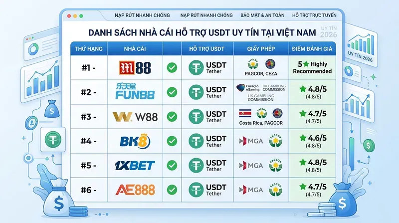 SV88 3 Danh Sách Nhà Cái Hỗ Trợ USDT Uy Tín Tại Việt Nam