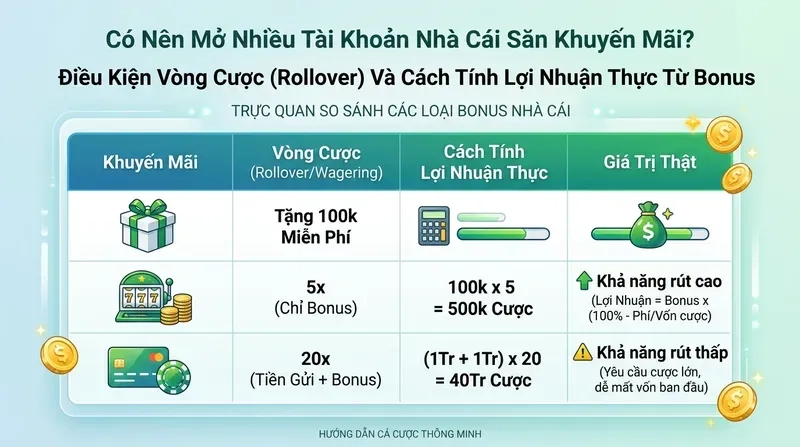 Điều Kiện Vòng Cược (Rollover) Và Cách Tính Lợi Nhuận Thực Từ Bonus