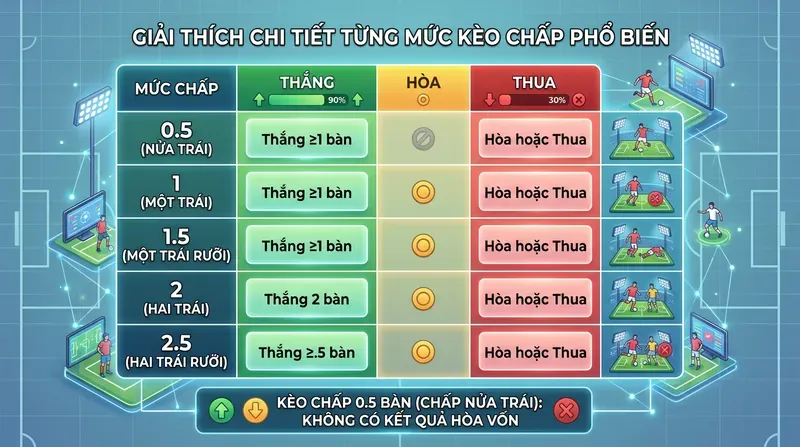 Kèo Cách Biệt Tỷ Số: Hướng Dẫn Toàn Tập Cho Người Mới 3 Giải Thích Chi Tiết Từng Mức Kèo Chấp Phổ Biến