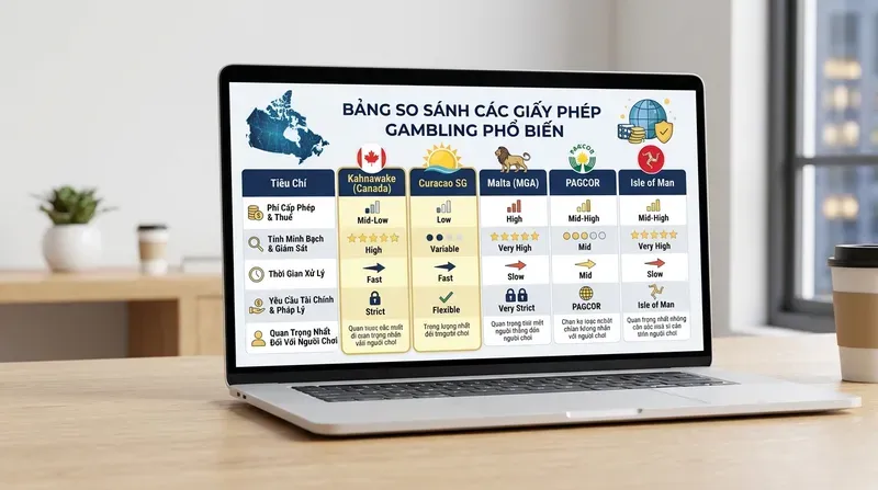 So sánh Kahnawake vs Curacao, MGA, PAGCOR và Isle of Man