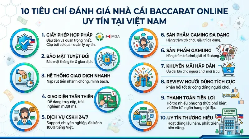 Tiêu Chí Đánh Giá Nhà Cái Baccarat Online Uy Tín Tại Việt Nam