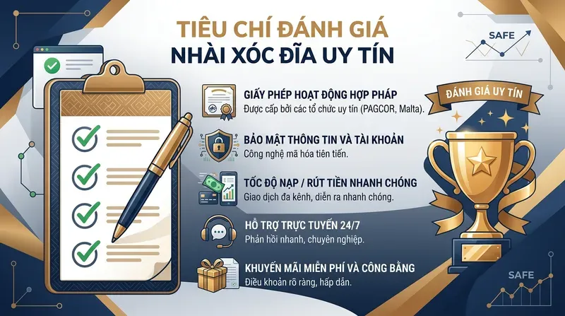 Tiêu chí đánh giá nhà cái xóc đĩa online uy tín tại Việt Nam