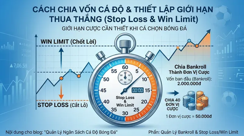 Quản Lý Ngân Sách Cá Độ Bóng Đá: Chiến Lược Toàn Diện 4 Cách Chia Vốn Cá Độ Và Thiết Lập Giới Hạn Thua Thắng (Stop Loss & Win Limit)