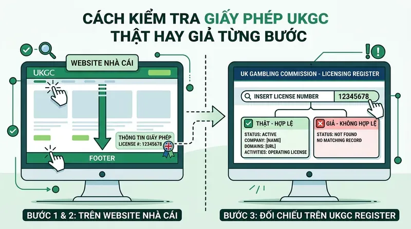 Cách kiểm tra giấy phép UKGC thật hay giả từng bước