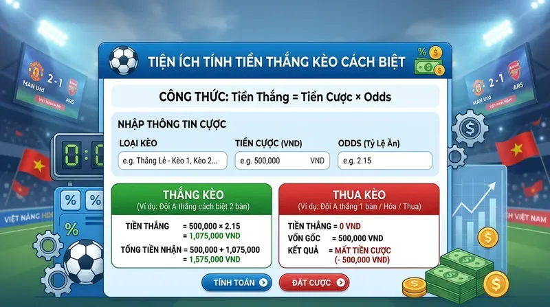 Kèo Cách Biệt Tỷ Số: Hướng Dẫn Toàn Tập Cho Người Mới 4 Cách Tính Tiền Thắng Kèo Cách Biệt Tỷ Số – Ví Dụ Thực Tế