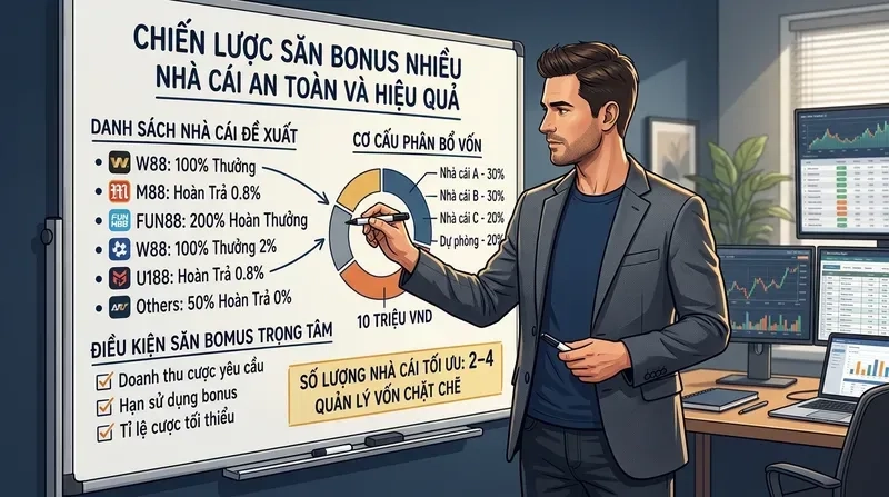 Chiến Lược Săn Bonus Nhiều Nhà Cái An Toàn Và Hiệu Quả