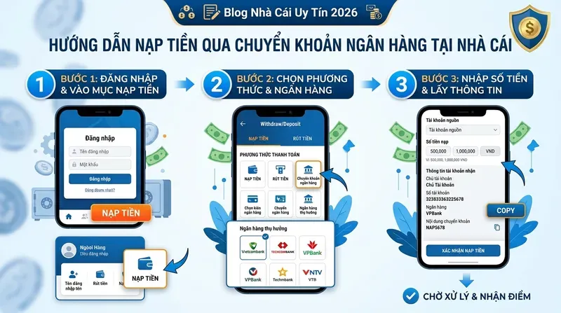 Vin88 4 Hướng Dẫn Nạp Tiền Qua Chuyển Khoản Ngân Hàng Tại Nhà Cái