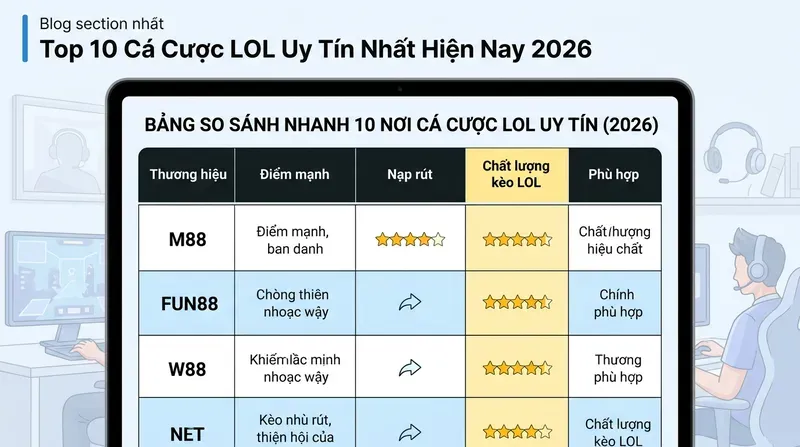 Bảng So Sánh Nhanh 10 Nơi Cá Cược LOL Uy Tín